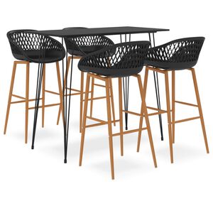vidaXL Bar Set Black MDF Medium Modern Bar Set Rectangular