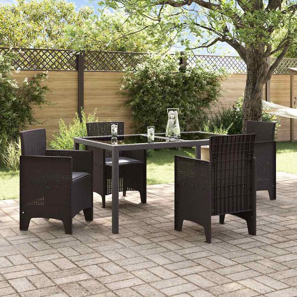 vidaXL Garden Chair 4 pcs Brown 53 x 49 x 85 cm PP
