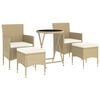 vidaXL Garden Bistro Set Beige Poly rattan 5 Piece Set Portable
