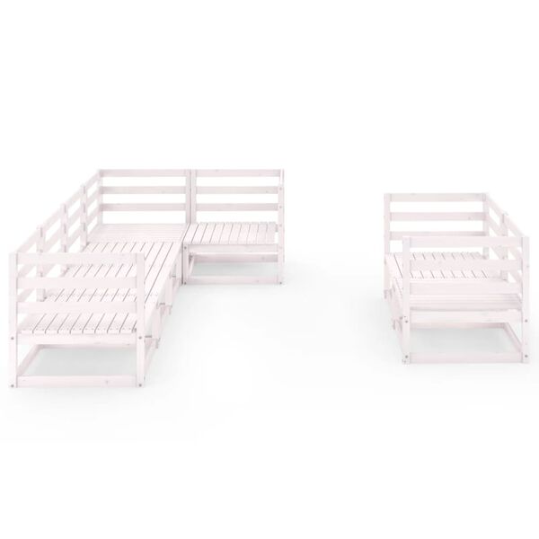 vidaXL 7 Piece Patio Lounge Set White Solid Pinewood
