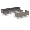 vidaXL Garden Lounge Set Gray PE Rattan, Powder-Coated Steel, Polyester