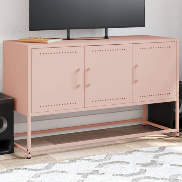 vidaXL TV Cabinet Pink Steel 39.6 in TV Cabinet Rectangular