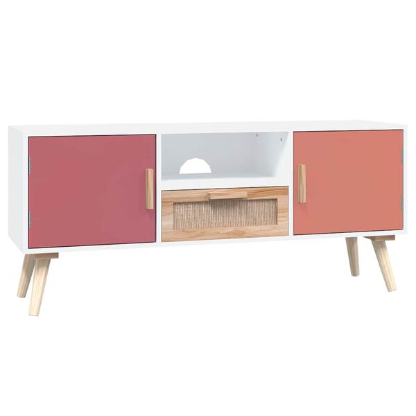 vidaXL TV Cabinet White, Red, Orange Engineered wood, Solid pinewood