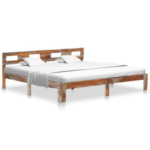 vidaXL Bed Frame Grey Solid wood with grey finish, steel Double Durable