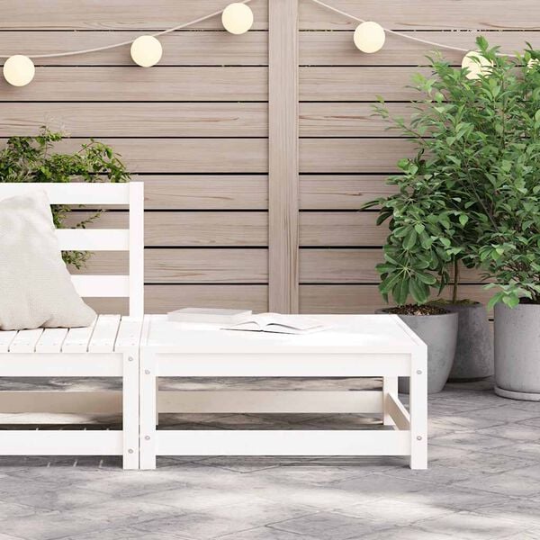 vidaXL Garden Footstool White Solid pine wood 27.6x27.6x11.8 in Modular
