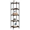 vidaXL Bookcase Smoked Oak Engineered Wood, Metal Medium Adjustable Feet