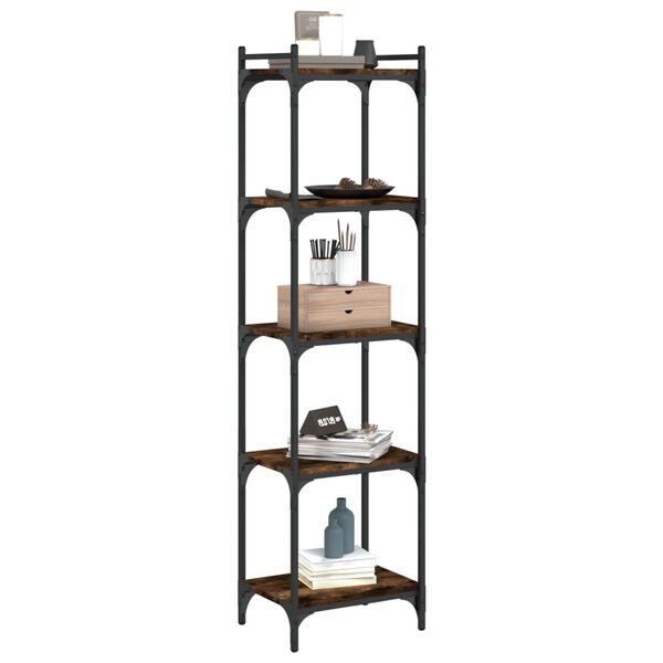 vidaXL Bookcase Smoked Oak Engineered Wood, Metal Medium Adjustable Feet