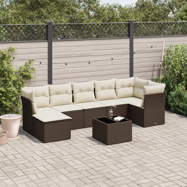 vidaXL Garden Sofa Set Brown, Cream White