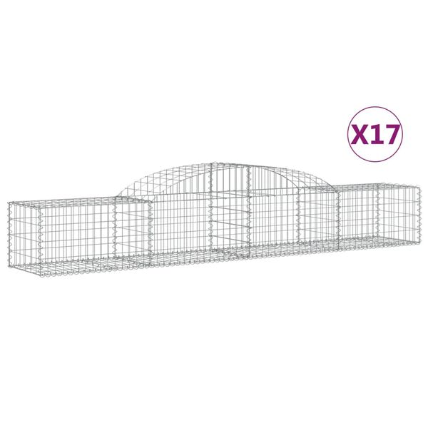 vidaXL Gabion Basket Set of 17 Silver Galvanized Iron Large Durable