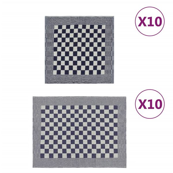 vidaXL Towel Set Set of 20 Blue and White 100% Cotton Various Sizes