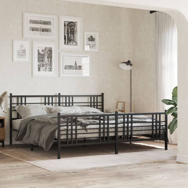 vidaXL Bed Frame Black Steel Full Bed Frame Rectangular Traditional