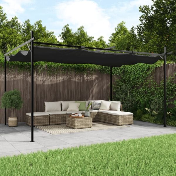vidaXL Pergola with Retractable Roof Anthracite 155.5"x115"x90.6"