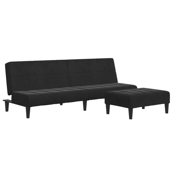 vidaXL 2-Seater Sofa Bed with Footstool Black Velvet