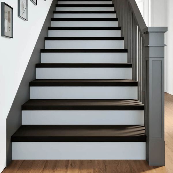 vidaXL Stair Tread Set of 12 Dark brown Solid oak wood
