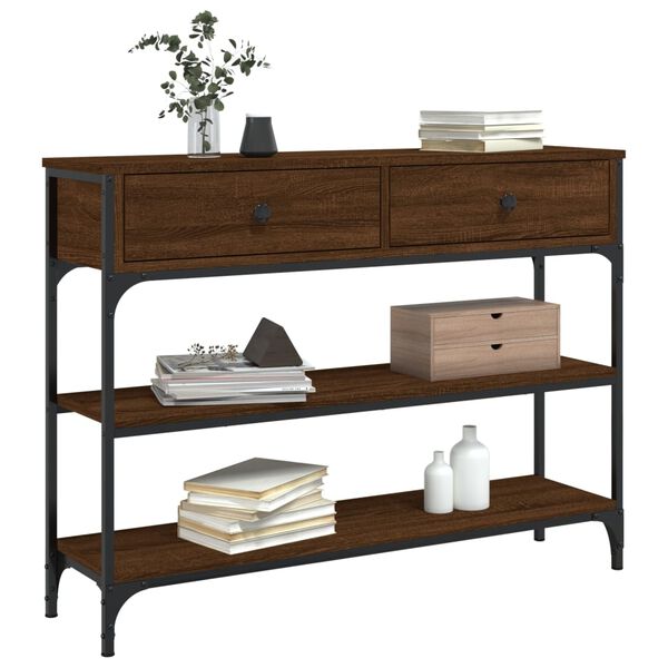 vidaXL Console Table Brown Oak Engineered Wood and Metal