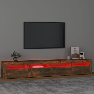 vidaXL TV Stand with LED Lights Smoked Oak 94.5"x13.8"x15.7"