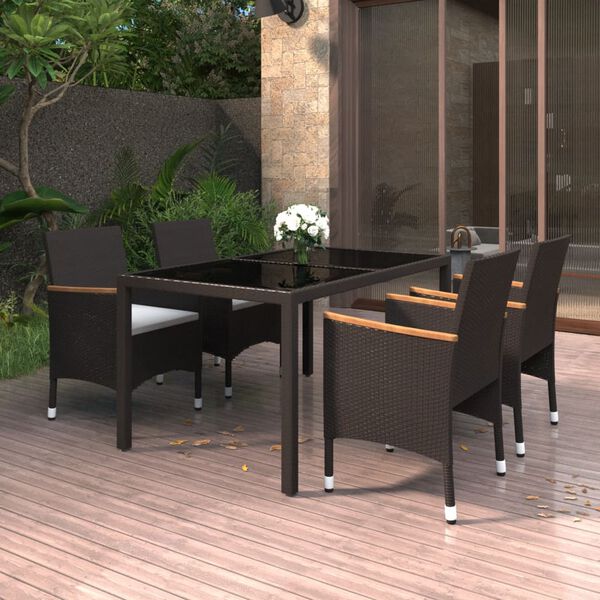 vidaXL Garden Dining Set Black Poly rattan Large UV-resistant materials