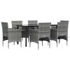 vidaXL Garden Dining Set Grey Poly Rattan 7 Piece Durable
