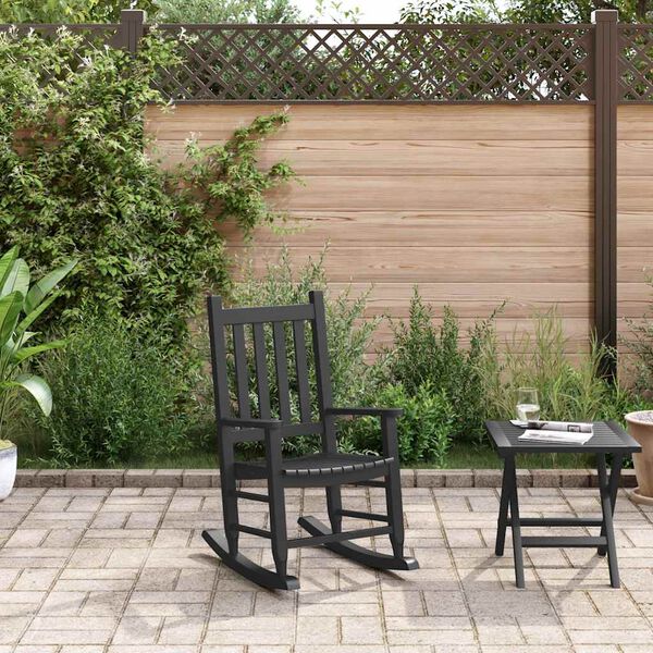 vidaXL Rocking Chair Black Poplar wood Medium-sized Durable