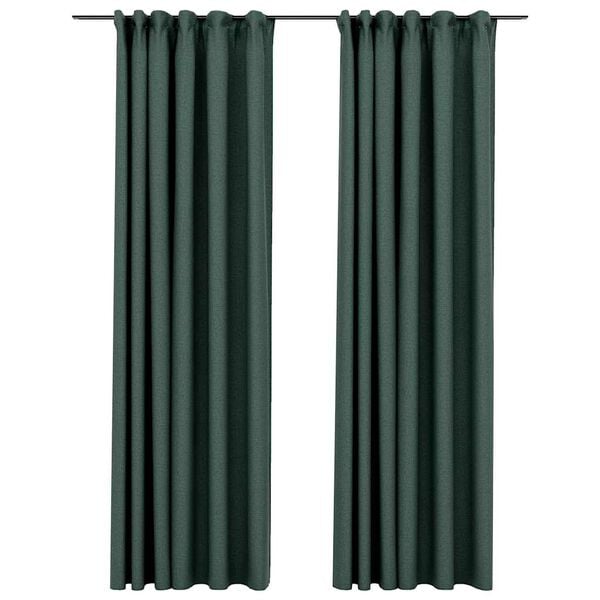 vidaXL Linen-Look Blackout Curtains with Hooks 2 pcs Green 55.1x96.5"