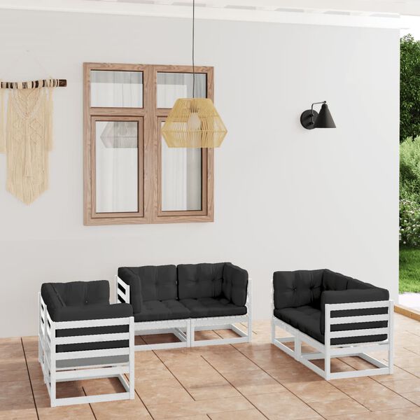 vidaXL Garden Lounge Set White and Anthracite