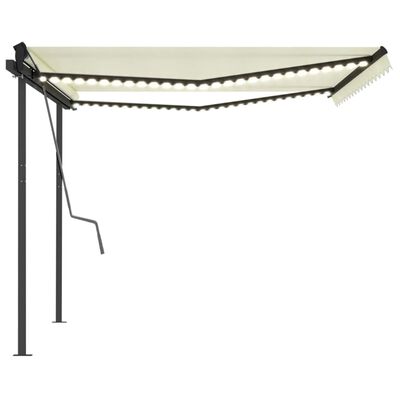 vidaXL Manual Retractable Awning with LED 13.1'x9.8' Cream