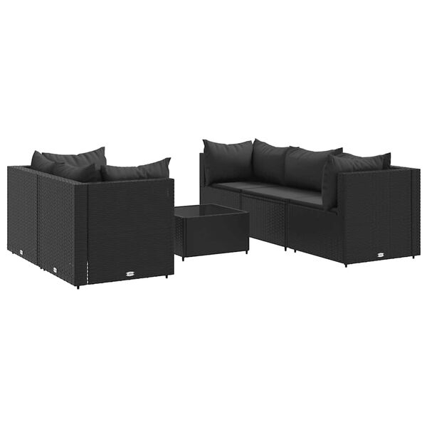 vidaXL Patio Lounge Set Set of 5 Black PE rattan Medium