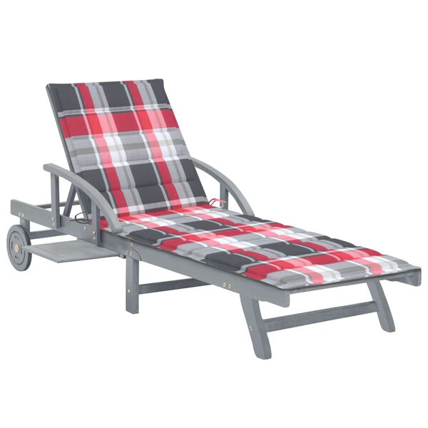 vidaXL Patio Sunlounger Grey Solid acacia wood Standard