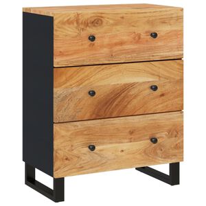 vidaXL Sideboard Black Solid Acacia Wood Medium Sideboard Rectangular
