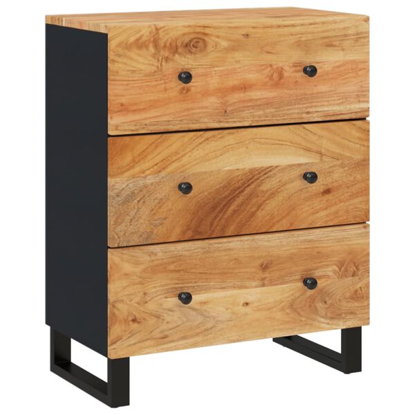 vidaXL Sideboard Black Solid Acacia Wood Medium Sideboard Rectangular