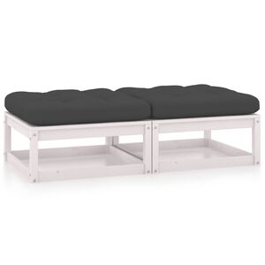 vidaXL Footstool White, Anthracite Solid pinewood, 100% polyester fabric