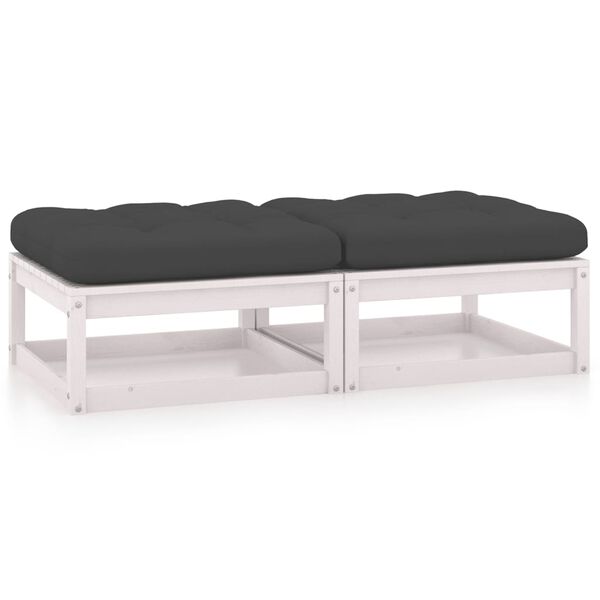 vidaXL Footstool White, Anthracite Solid pinewood, 100% polyester fabric