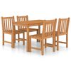 vidaXL 5 Piece Garden Dining Set 47.2" x 27.6" Solid Teak Wood