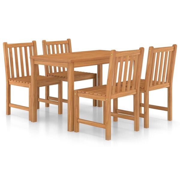 vidaXL 5 Piece Garden Dining Set 47.2" x 27.6" Solid Teak Wood
