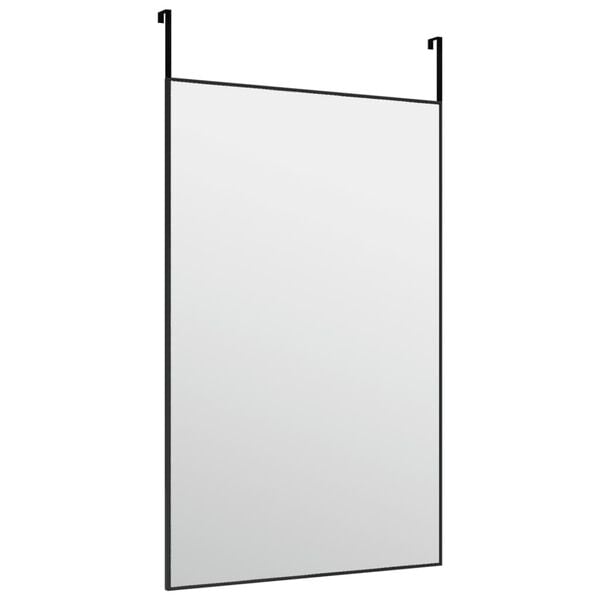 vidaXL Door Mirror Black Aluminum, Glass Door Mirror Rectangular