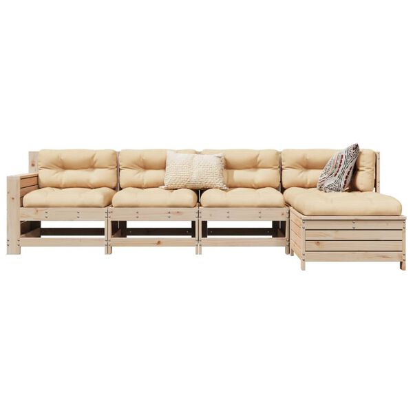vidaXL Garden Sofa Set Natural wood Solid pine wood Large Modular