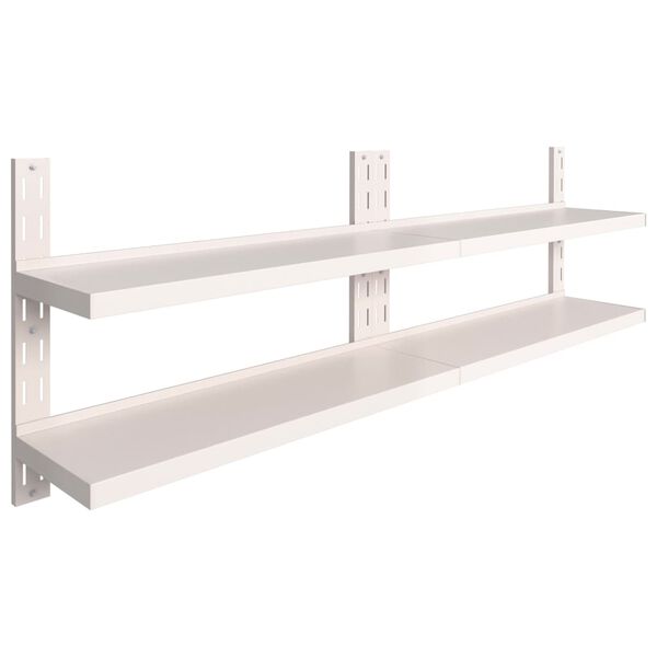 vidaXL Floating Wall Shelf Set of 2 Silver Stainless Steel Large