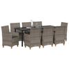 vidaXL Garden Dining Set 9 pcs Gray poly rattan