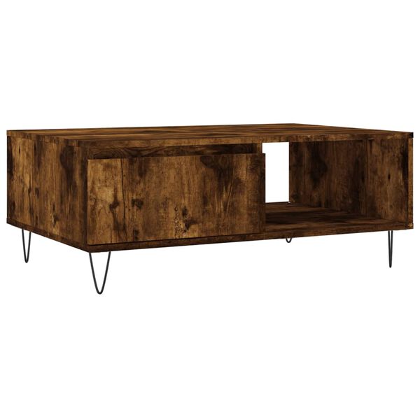 vidaXL Coffee Table Smoked Oak Engineered Wood, Iron Medium Coffee Table