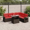 vidaXL 7 Piece Patio Sofa Set with Cushions Brown Poly Rattan Acacia