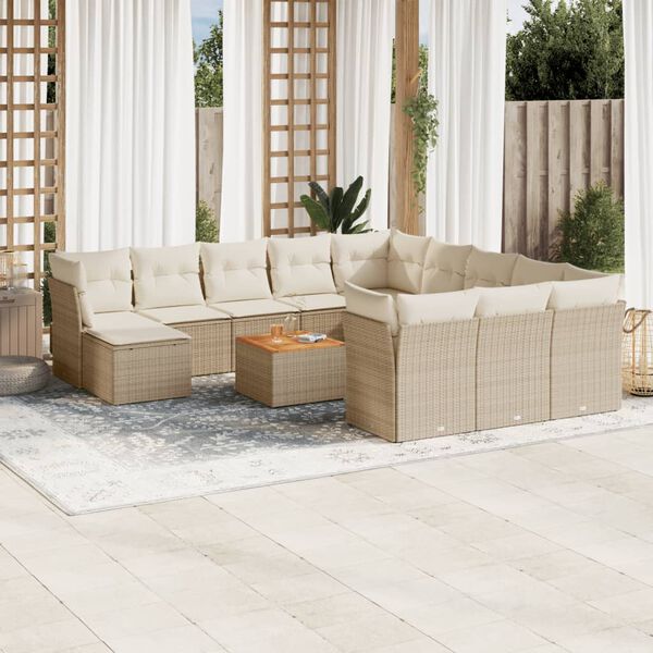 vidaXL Garden Sofa Set Beige and cream white