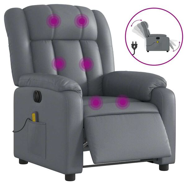 vidaXL Electric Massage Recliner Chair Gray Faux leather, metal, plywood