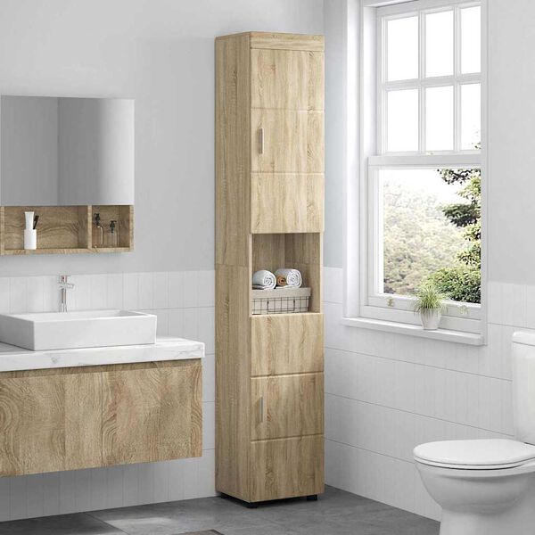 vidaXL Bathroom Cabinet Set TULUM Sonoma Oak 14.57 x 12.40 x 79.92 in