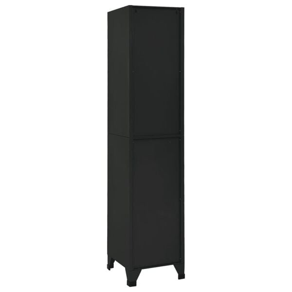 vidaXL Locker Cabinet Black Steel Tall Locker Cabinet Rectangular