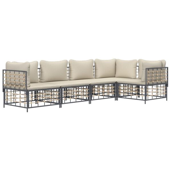 vidaXL Garden Lounge Set Anthracite, Beige