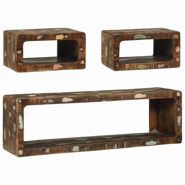 vidaXL TV Cabinet Set with Shelf 3 pcs Multicolour Solid Reclaim wood