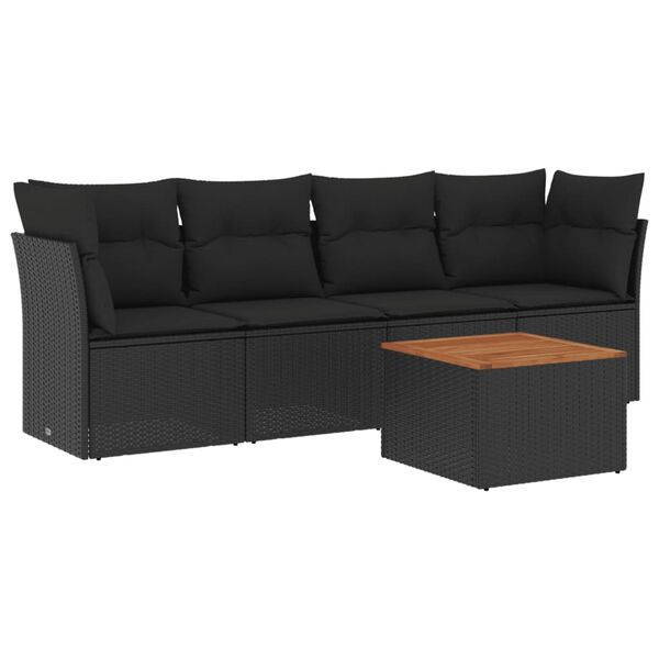 vidaXL Garden Sofa Set Black PE rattan Large Modular Garden Sofa Set