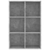 vidaXL Book Cabinet Concrete grey Engineered wood 25.98 x 11.8 x 38.6 in
