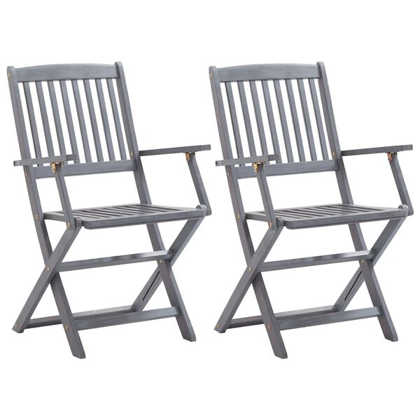 vidaXL Folding Patio Chairs 2 pcs with Cushions Solid Acacia Wood (46333+314893)