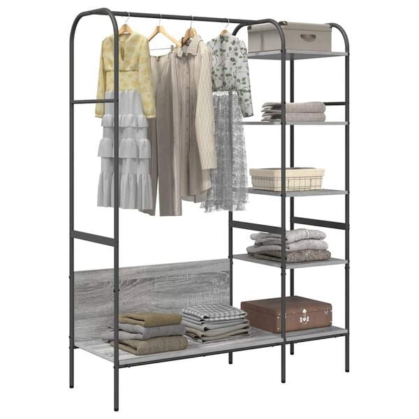vidaXL Clothes Rack Grey 47.24 x 17.32 x 62.99 in Engineered Wood